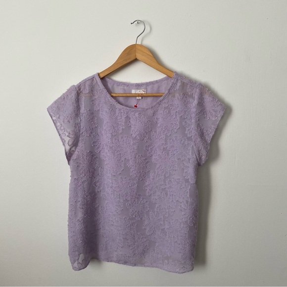 14th & Union Lavender Purple textured Floral Sheer Blouse Women’s Small - Picture 1 of 3